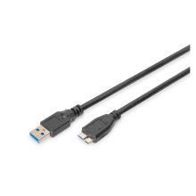 Cable de conexión Digitus USB 3.0 de alta calidad, A/M a Micro B/M. Modelo AK-300116-010-S, diseñado para alta velocidad de transferencia y durabilidad.