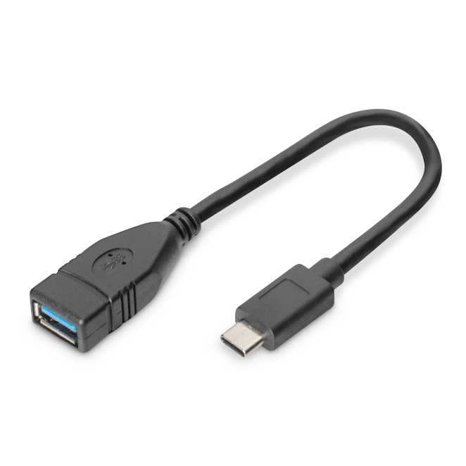 Digitus Adaptador USB Type-C OTG con Conector Type-C a A Adaptador USB Type-C a A de Digitus, modelo AK-300315-001-S, con función OTG, perfecto para conexiones rápidas y eficientes