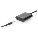 Adaptador Digitus USB Type-C a USB-C y toma de 3.5 mm AK-300400-002-S. Permite conectividad de auriculares y carga simultánea.