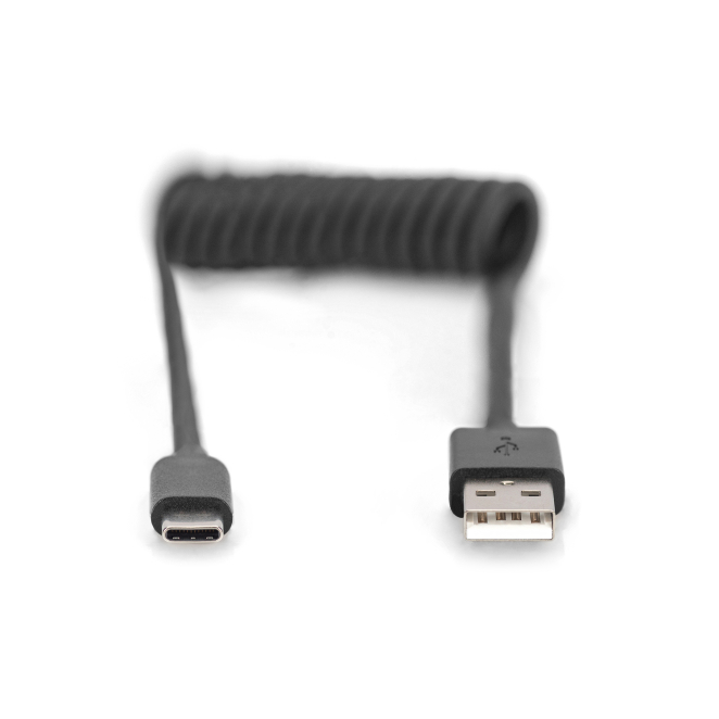 Digitus Cable en espiral USB 2.0 - USB-A a USB-C 2 Digitus Cable en espiral USB 2.0 - USB-A a USB-C flexible