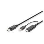 Vista del cable adaptador 4K HDMI a DisplayPort Digitus, soporte de alta resolución para conexiones de video, SKU AK-330111-020-S