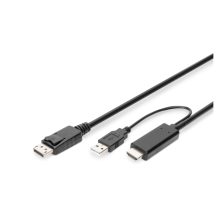 Vista del cable adaptador 4K HDMI a DisplayPort Digitus, soporte de alta resolución para conexiones de video, SKU AK-330111-020-S