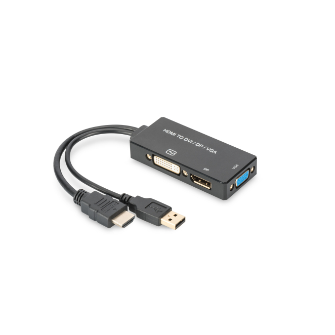 Digitus Convertidor HDMI 3 en 1 de Alta Velocidad Imagen del Digitus Cable convertidor HDMI 3 en 1 con SKU AK-330403-002-S, ideal para conexiones de alta definición
