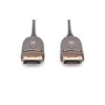 Cable de fibra óptica híbrido DisplayPort AOC de Digitus, soporta resolución UHD 8K y longitud de 10 metros. SKU AK-340107-100-S