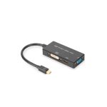 Cable convertidor Digitus Mini DisplayPort 3 en 1, modelo AK-340419-002-S, con múltiples conectores para DisplayPort, HDMI y DVI