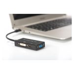 Cable convertidor Digitus Mini DisplayPort 3 en 1, modelo AK-340419-002-S, con múltiples conectores para DisplayPort, HDMI y DVI