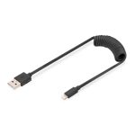 Digitus Cable en espiral USB 2.0 - USB-A a Lightning, conector Lightning en un extremo y USB-A en el otro. SKU: AK-600433-006-S