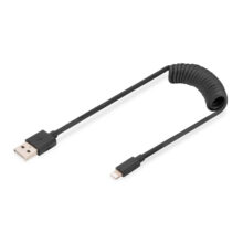Digitus Cable en espiral USB 2.0 - USB-A a Lightning, conector Lightning en un extremo y USB-A en el otro. SKU: AK-600433-006-S