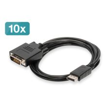 Imagen del paquete de 10 cables adaptadores Digitus DisplayPort a DVI, modelo AK-990900-020-S, ideal para conectar dispositivos digitales a monitores DVI.