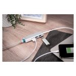 Adaptador Digitus LAN Gigabit y concentrador USB 3.0 de 3 puertos, modelo DA-70250-1, ideal para expandir la conectividad de portátiles.