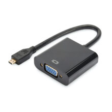 Convertidor micro HDMI a VGA marca Digitus, modelo DA-70460. Permite conexión de dispositivos HDMI a pantallas VGA.