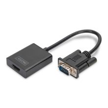 Convertidor Digitus VGA a HDMI con soporte Full HD, SKU DA-70473, ideal para conectar dispositivos VGA a pantallas HDMI.