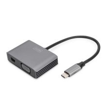 Adaptador gráfico Digitus con conexión USB Type-C 4K, compatible con Mini DisplayPort y VGA, SKU DA-70825