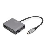 Imagen del Adaptador Gráfico Digitus USB Type-C 4K 2 en 1 con DisplayPort y VGA, SKU DA-70827. Ideal para conexión de pantallas con alta resolución.