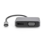Imagen del Adaptador Gráfico Digitus USB Type-C 4K 2 en 1 con DisplayPort y VGA, SKU DA-70827. Ideal para conexión de pantallas con alta resolución.