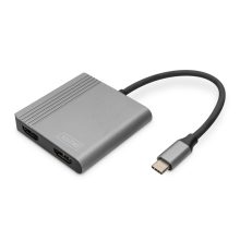 Imagen del adaptador gráfico USB Type-C 4K 2 en 1 HDMI de Digitus, modelo DA-70828, ideal para conexiones de alta resolución.