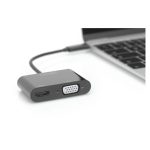 Adaptador Digitus USB Type-C a HDMI y VGA, modelo DA-70858, ideal para transmitir video a múltiples pantallas.
