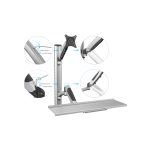 Digitus Estación de trabajo con montaje en la pared incluyendo monitor, teclado y mouse. Modelo DA-90354, ideal para ahorrar espacio en la oficina.