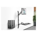 Digitus Estación de trabajo de bipedestación flexible para montaje a la pared, ideal para un monitor único, modelo DA-90372. Solución ergonómica y ajustable para el trabajo eficiente.