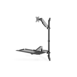 Digitus Estación de trabajo de bipedestación flexible para montaje a la pared, ideal para un monitor único, modelo DA-90372. Solución ergonómica y ajustable para el trabajo eficiente.