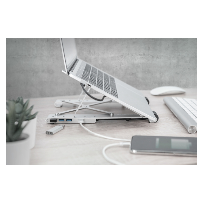 Digitus Soporte variable para notebook con hub USB-C™ integrado, 5 puertos 1 digitus da 90424 5