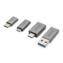 Imagen del juego de adaptadores USB Digitus, incluidas 4 piezas diseñadas para ofrecer una conectividad versátil, SKU: DB-300510-000-G.