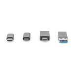 Imagen del juego de adaptadores USB Digitus, incluidas 4 piezas diseñadas para ofrecer una conectividad versátil, SKU: DB-300510-000-G.
