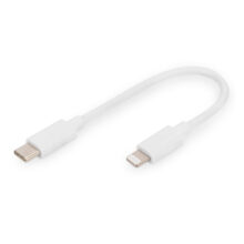Vista del cable Digitus para datos y carga, conexión Lightning a USB-C, certificado MFI, SKU DB-600109-001-W