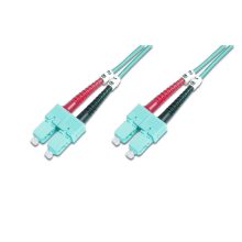 Imagen del Digitus Cable de Conexión de Fibra Óptica Multimode OM 3, con conectores SC/SC de alta velocidad y SKU DK-2522-01/3, ideal para centros de datos.