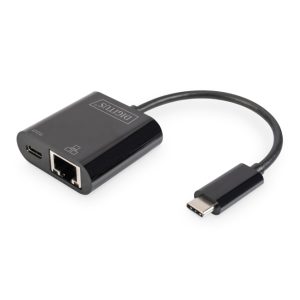 Digitus 1 adaptador USB Type-C a Gigabit Ethernet con Power Delivery, SKU DN-3027. Ideal para portátiles.