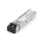 Imagen del módulo de transceptor óptico Digitus Mini GBIC (SFP) compatible con HP-HPE, con una velocidad de 1,25 Gbps y un alcance de 0,55 km. SKU: DN-81000-04