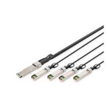 Imagen del cable de conexión directa 40G QSFP+ a 4XSFP+ de 5 metros de Digitus, modelo DN-81325, ideal para cableado en centros de datos.