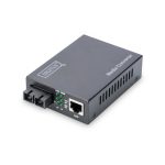 Digitus Convertidor de Medios Gigabit, equipado con conectores RJ45 y SC, modelo DN-82121-1, ideal para soluciones de red de alta velocidad.
