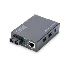 Digitus Convertidor de Medios Gigabit, equipado con conectores RJ45 y SC, modelo DN-82121-1, ideal para soluciones de red de alta velocidad.