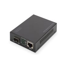 Convertidor de medios Gigabit PoE de la marca Digitus con conexión RJ45 y SFP, modelo SKU: DN-82140