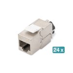 Juego de 24 unidades del módulo keystone apantallado Digitus CAT 6A con organizador de cables inteligente. SKU: DN-93617-24.