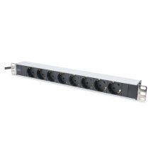 Regleta de enchufes Digitus de aluminio con 8 tomas de tierra y enchufe de seguridad, modelo DN-95401, con cable de 2 metros
