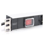 Digitus Regleta de enchufes de aluminio con 7 tomas de tierra, enchufe de seguridad y cable de 2 metros. SKU DN-95402