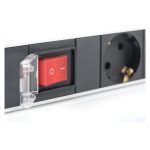 Digitus Regleta de enchufes de aluminio con 7 tomas de tierra, enchufe de seguridad y cable de 2 metros. SKU DN-95402