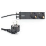 Digitus Regleta de enchufes con perfil de aluminio, toma de alimentación con 3 tomas de tierra y enchufe de seguridad, cable de 2 m, SKU DN-95411