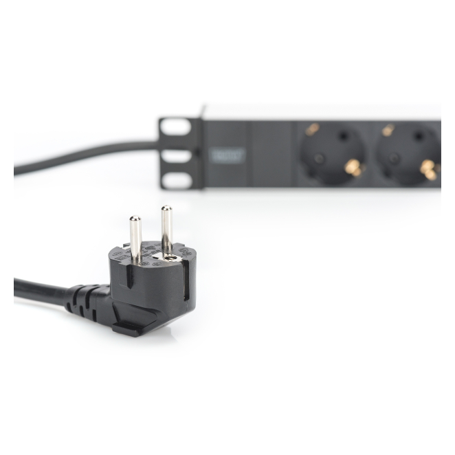 Digitus Regleta de enchufes con perfil de aluminio, toma de alimentación con 3 tomas de tierra, enchufe de seguridad con cable de 2 m 1 Digitus Regleta de enchufes con perfil de aluminio