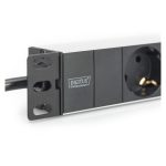 Digitus Regleta de enchufes con perfil de aluminio, toma de alimentación con 3 tomas de tierra y enchufe de seguridad, cable de 2 m, SKU DN-95411