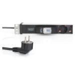 Digitus Regleta eléctrica de aluminio con 6 clavijas, toma de corriente con toma de tierra e interruptor, SKU DN-95417