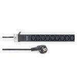 Digitus Regleta de enchufes con perfil de aluminio, 12 enchufes, cable de alimentación de 2 m para enchufes con contacto de puesta a tierra, SKU DN-95426