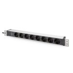 Digitus Regleta de enchufes de aluminio, 8 enchufes con contacto de puesta a tierra, cable de alimentación de 2 metros y conector IEC C20. SKU: DN-95428