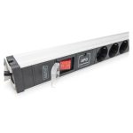 Digitus Regleta de enchufes con perfil de aluminio, conmutador, protección contra sobretensiones, 12 enchufes con contacto de puesta a tierra, SKU DN-95435