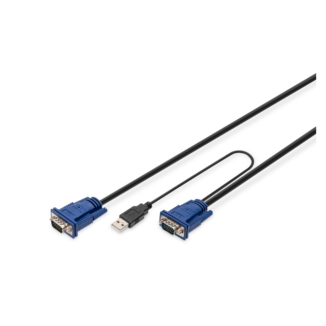 Digitus Cable KVM USB con compatibilidad para consolas KVM Cable KVM USB de Digitus, modelo DS-19231, diseñado para consolas KVM con conexión segura y eficiente
