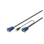 Cable KVM USB Digitus para consolas KVM, modelo DS-19233, con dos conectores para control múltiple de dispositivos