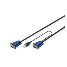 Cable KVM USB Digitus para consolas KVM, modelo DS-19233, con dos conectores para control múltiple de dispositivos