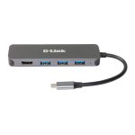 Imagen de la base para portátil D-Link DUB-2333 con replicador de puertos alámbrico USB Tipo C en color gris, SKU DUB-2333
